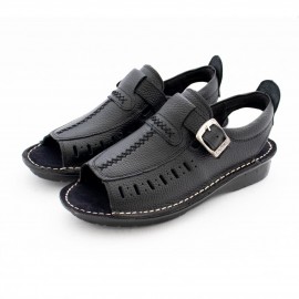 کفش چرم طبیعی مردانه تابستانی مدل آریا مشکی