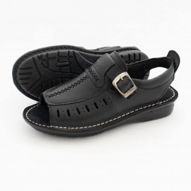 کفش چرم طبیعی مردانه تابستانی مدل آریا مشکی