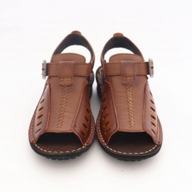 کفش چرم طبیعی مردانه تابستانی مدل آریا عسلی