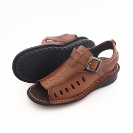 کفش چرم طبیعی مردانه تابستانی مدل آریا عسلی