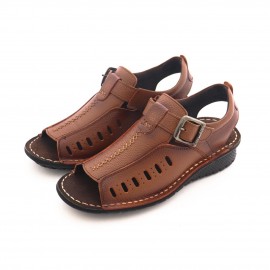 کفش چرم طبیعی مردانه تابستانی مدل آریا عسلی