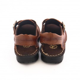 کفش چرم طبیعی مردانه تابستانی مدل آریا عسلی