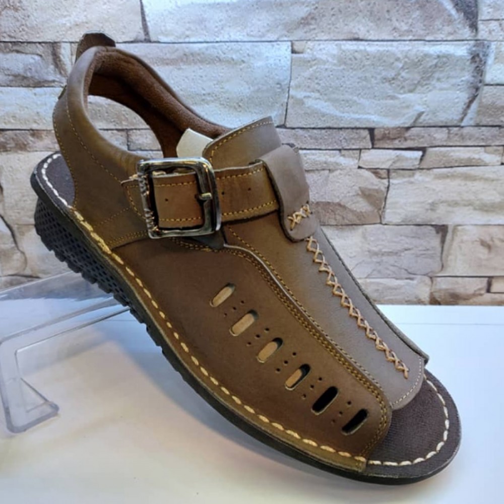 کفش چرم طبیعی مردانه تابستانی نبوک مدل آریا فیلی