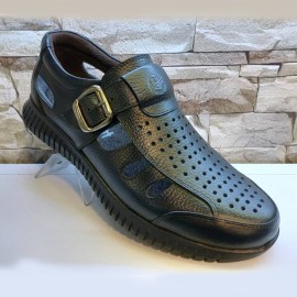 کفش چرم طبیعی مردانه تابستانی مدل آراز مشکی