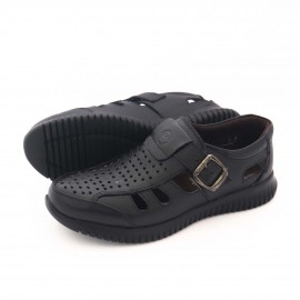 کفش چرم طبیعی مردانه تابستانی مدل آراز مشکی