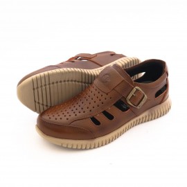 کفش چرم طبیعی مردانه تابستانی مدل آراز عسلی