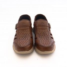 کفش چرم طبیعی مردانه تابستانی مدل آراز عسلی