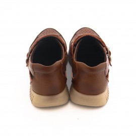 کفش چرم طبیعی مردانه تابستانی مدل آراز عسلی