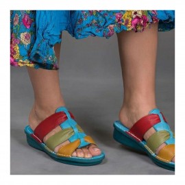 صندل طبی چرم طبیعی زنانه مدل نیلوفر کد 211 آبی Nilofar