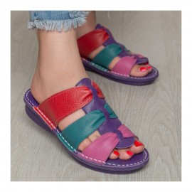 صندل طبی چرم طبیعی زنانه مدل نیلوفر کد 211 بنفش Nilofar