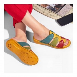 صندل طبی چرم طبیعی زنانه مدل نیلوفر کد 211 لیمویی Nilofar