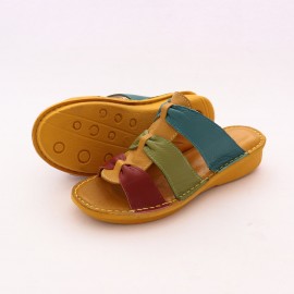 صندل طبی چرم طبیعی زنانه مدل نیلوفر کد 211 لیمویی Nilofar