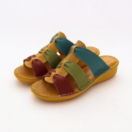 صندل طبی چرم طبیعی زنانه مدل نیلوفر کد 211 لیمویی Nilofar