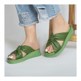 صندل طبی چرم طبیعی زنانه مدل سانیا کد 219 سبز Sanya