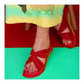 صندل طبی چرم طبیعی زنانه مدل سانیا کد 219 قرمز Sanya