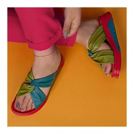 صندل طبی چرم طبیعی زنانه مدل سانیا کد 219 سبز-آبی Sanya