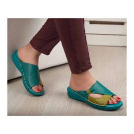 صندل طبی چرم طبیعی زنانه مدل مارال کد 216 فیروزه ای-سبز Maral