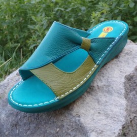 صندل طبی چرم طبیعی زنانه مدل مارال کد 216 فیروزه ای-سبز Maral