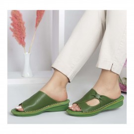 صندل طبی چرم طبیعی زنانه مدل مارال کد 216 سبز Maral