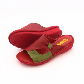 صندل طبی چرم طبیعی زنانه مدل مارال کد 216 قرمز-سبز Maral