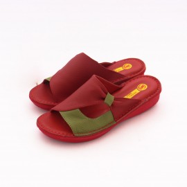 صندل طبی چرم طبیعی زنانه مدل مارال کد 216 قرمز-سبز Maral