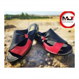 صندل طبی چرم طبیعی زنانه مدل مارال کد 216 مشکی-قرمز Maral