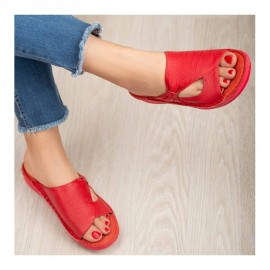 صندل طبی چرم طبیعی زنانه مدل مارال کد 216 قرمز Maral