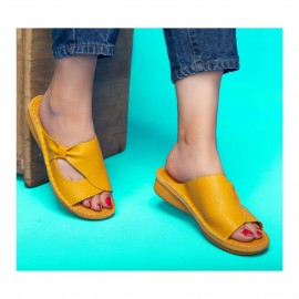 صندل طبی چرم طبیعی زنانه مدل مارال کد 216 زرد Maral