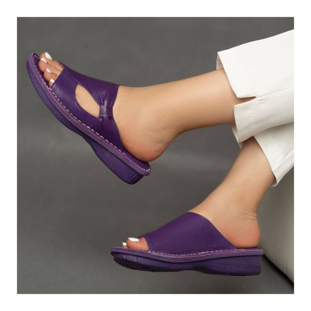 صندل طبی چرم طبیعی زنانه مدل مارال کد 216 بنفش Maral