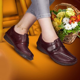 کفش طبی چرم طبیعی زنانه راحتی مدل آنجل قهوه‌ای