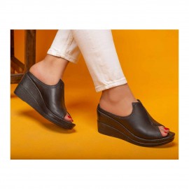 صندل طبی چرم طبیعی زنانه مدل دریا کد 212 مشکی Draya