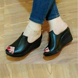 صندل طبی چرم طبیعی زنانه مدل دریا کد 212 مشکی Draya