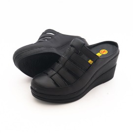 صندل طبی چرم طبیعی زنانه مدل بهاره مشکی Bahareh