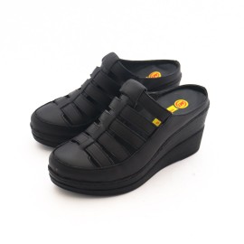 صندل طبی چرم طبیعی زنانه مدل بهاره مشکی Bahareh