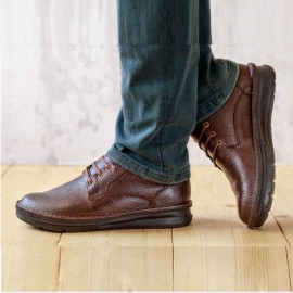 کفش چرم طبیعی مردانه راحتی مدل پوریا قهوه‌ای