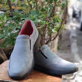 کفش چرم طبیعی مردانه راحتی مدل آبتین طوسی abtin 