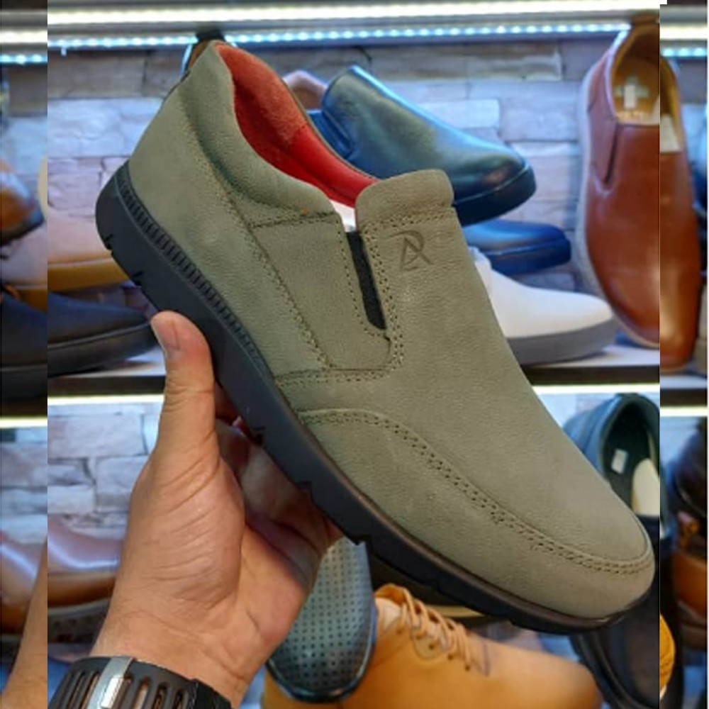 کفش چرم طبیعی مردانه راحتی مدل آبتین سبز abtin 