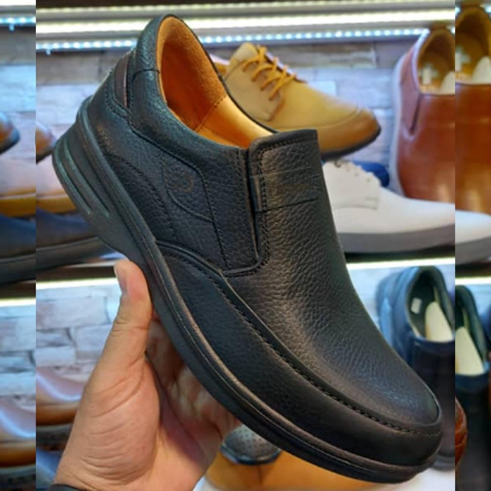 کفش چرم طبیعی مردانه راحتی مدل بردیا مشکی bardia