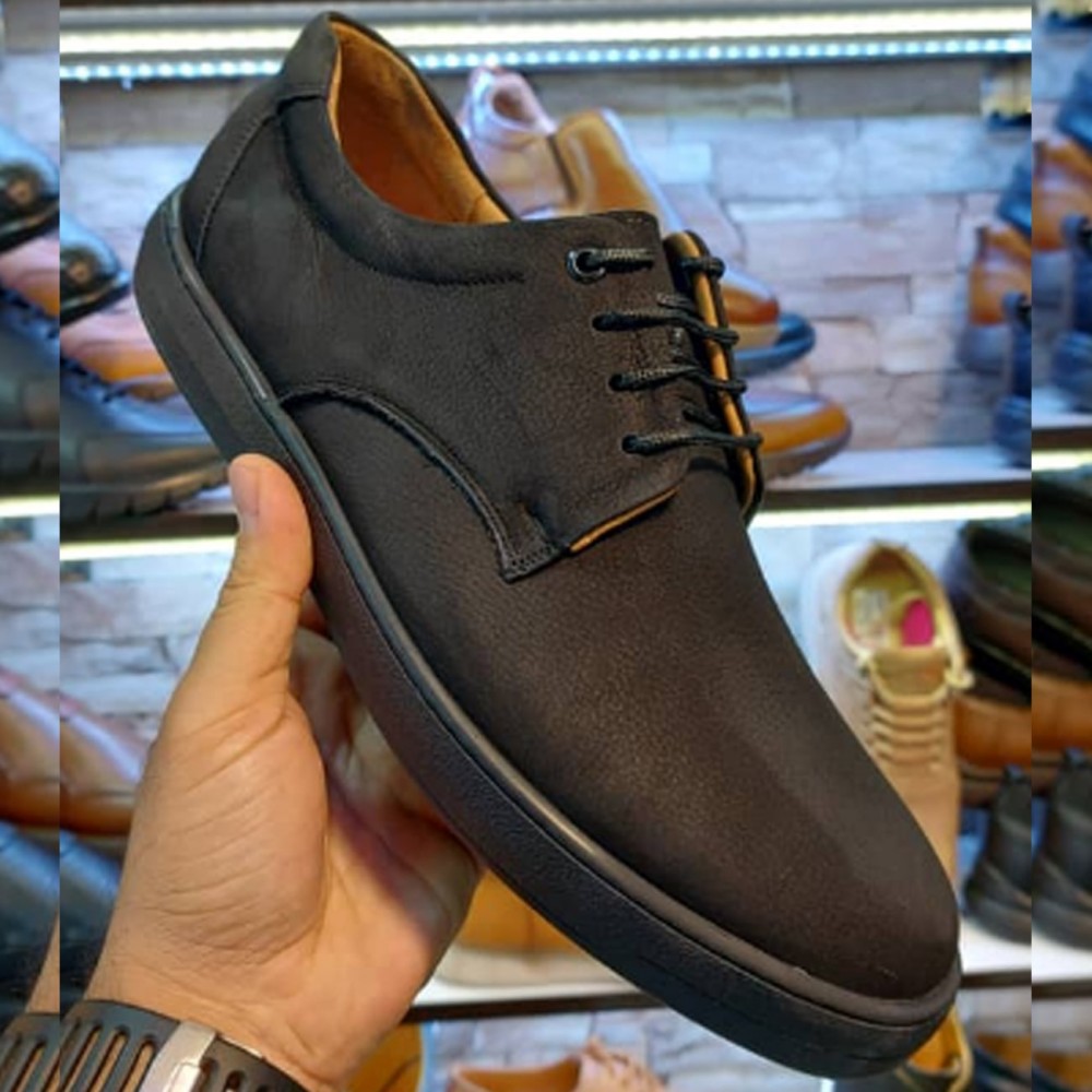 کفش چرم طبیعی مردانه راحتی مدل پرهام مشکی parham 