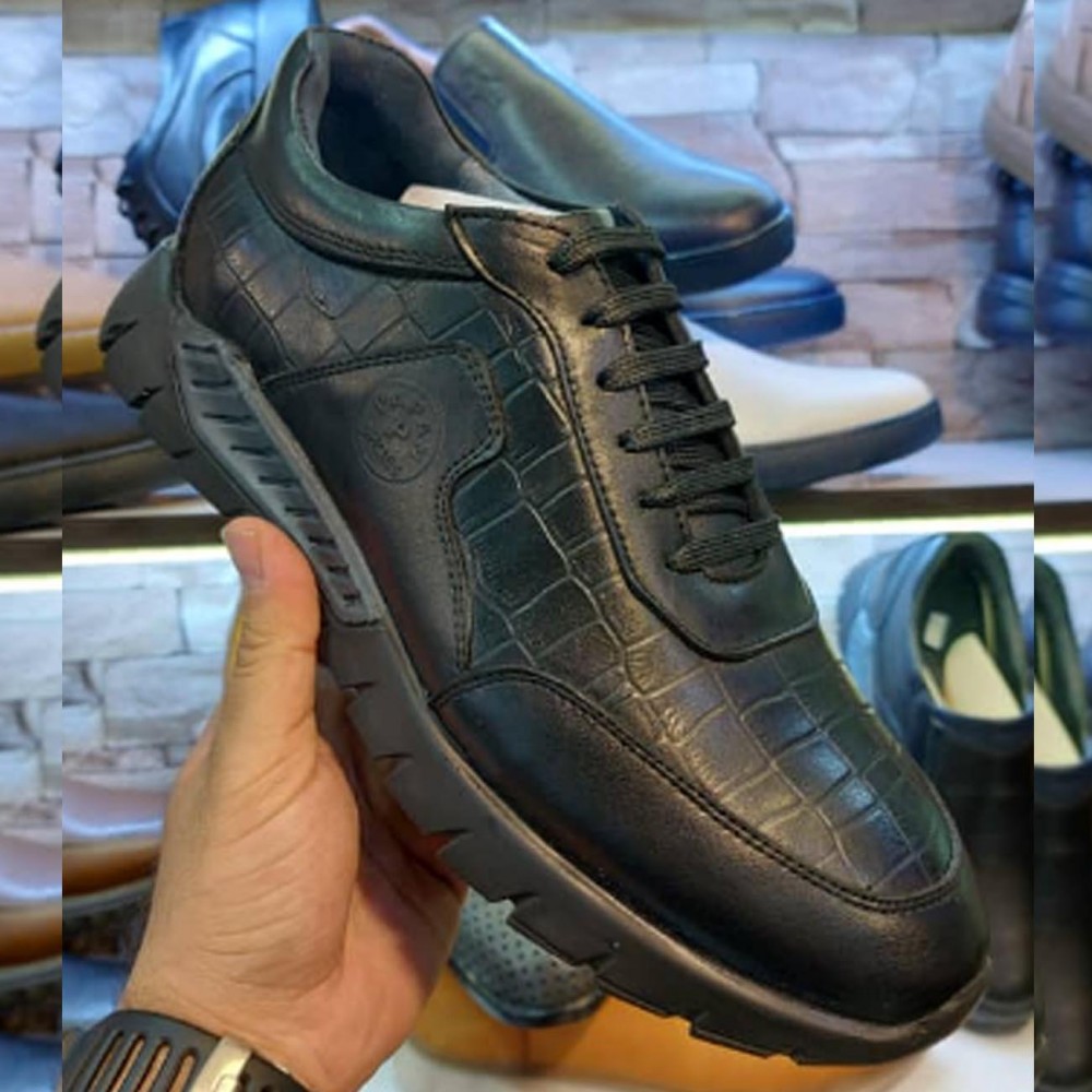 کفش چرم طبیعی مردانه اسپرت مدل دارا بنددار مشکی dara