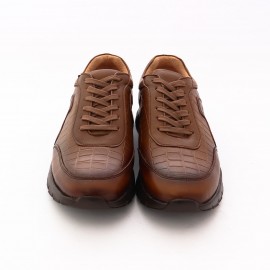 کفش چرم طبیعی مردانه اسپرت مدل دارا بنددار عسلی dara