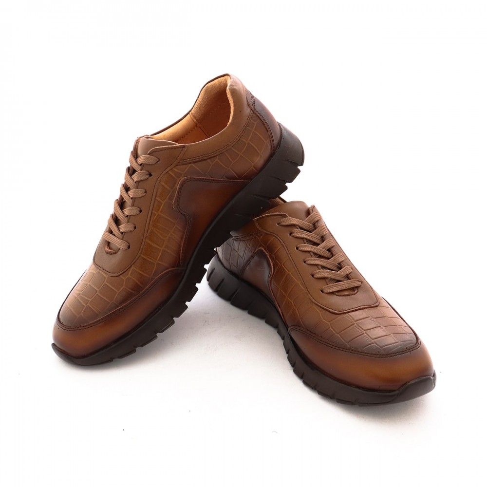 کفش چرم طبیعی مردانه اسپرت مدل دارا بنددار عسلی dara