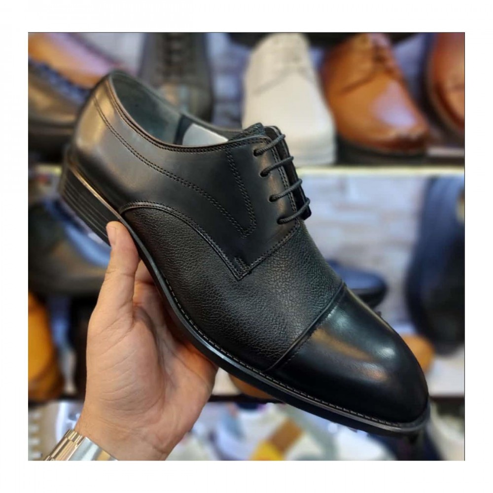 کفش چرم طبیعی مردانه مجلسی مدل سام مشکی sam