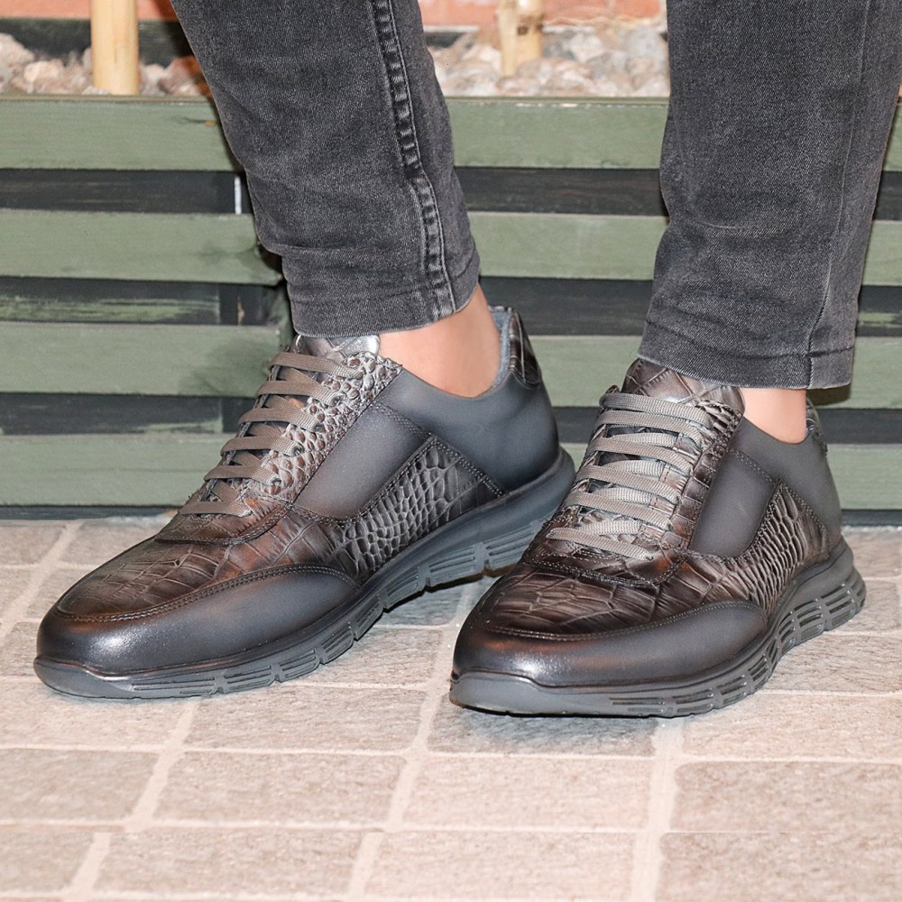 کفش چرم طبیعی مردانه اسپرت مدل رامتین طوسی ramtin