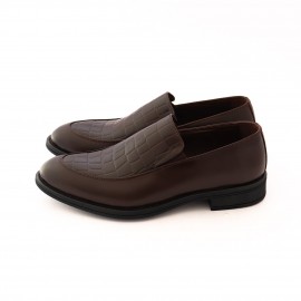 کفش چرم طبیعی مردانه مجلسی مدل ایلیا قهوه‌ای ilya