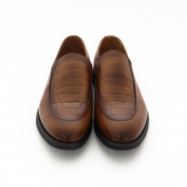 کفش چرم طبیعی مردانه مجلسی مدل ایلیا عسلی ilya