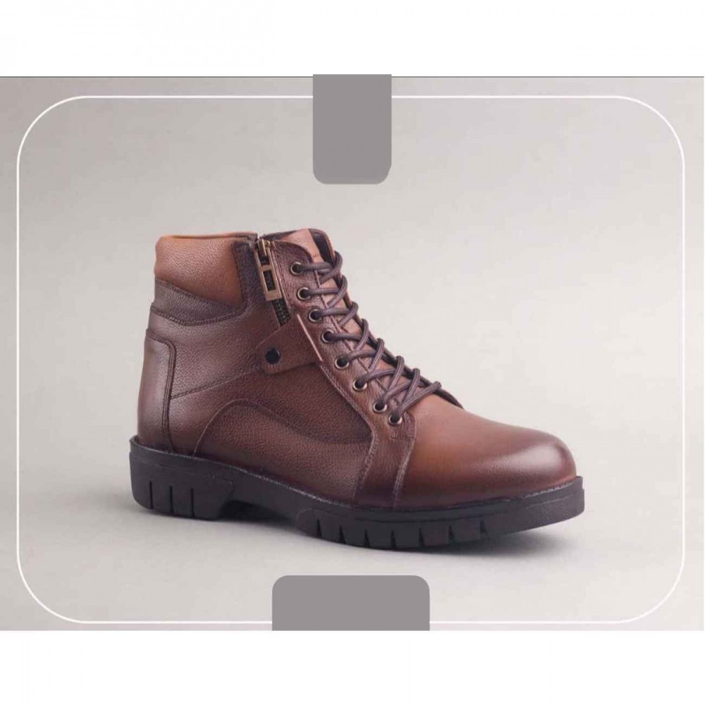 نیم بوت چرم طبیعی مردانه مدل فرزاد عسلی farzad