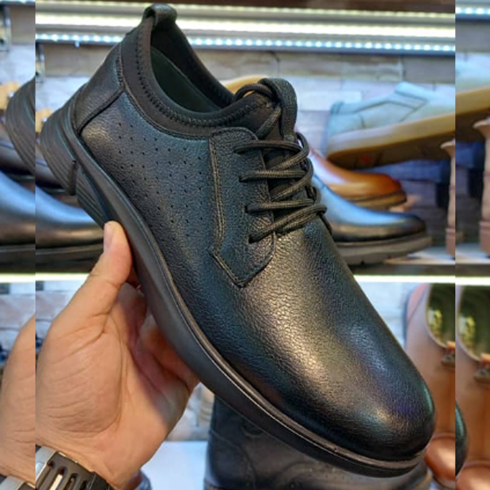 کفش چرم طبیعی مردانه راحتی مدل فرهام مشکی farham