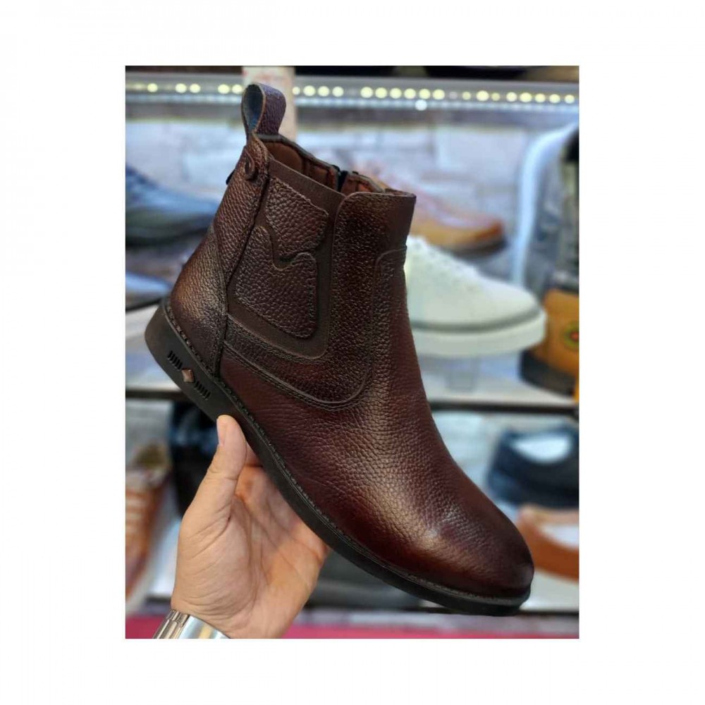 نیم بوت چرم طبیعی مردانه مدل هوم قهوه ای hom