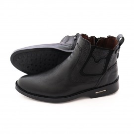 نیم بوت چرم طبیعی مردانه مدل هوم مشکی hom